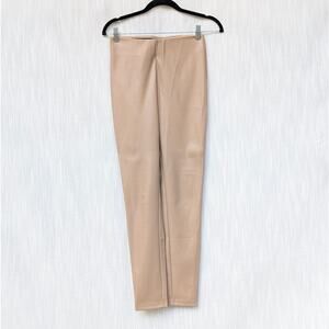 Mango MNG Beige Vegan Leather Mid-rise Ankle Legging Pants, size S